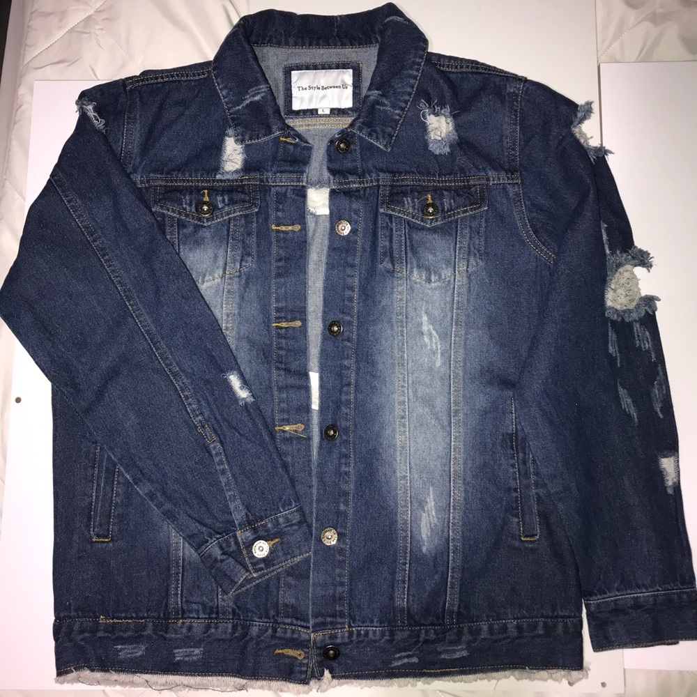 The Style Between Us Rip Jean Jacket Oversize
